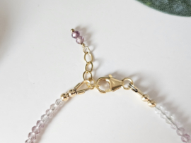 Violet Spinel en ruwe diamanten edelstenen kralen armband, leverbaar  in 14k goldfilled & 925 sterling zilver