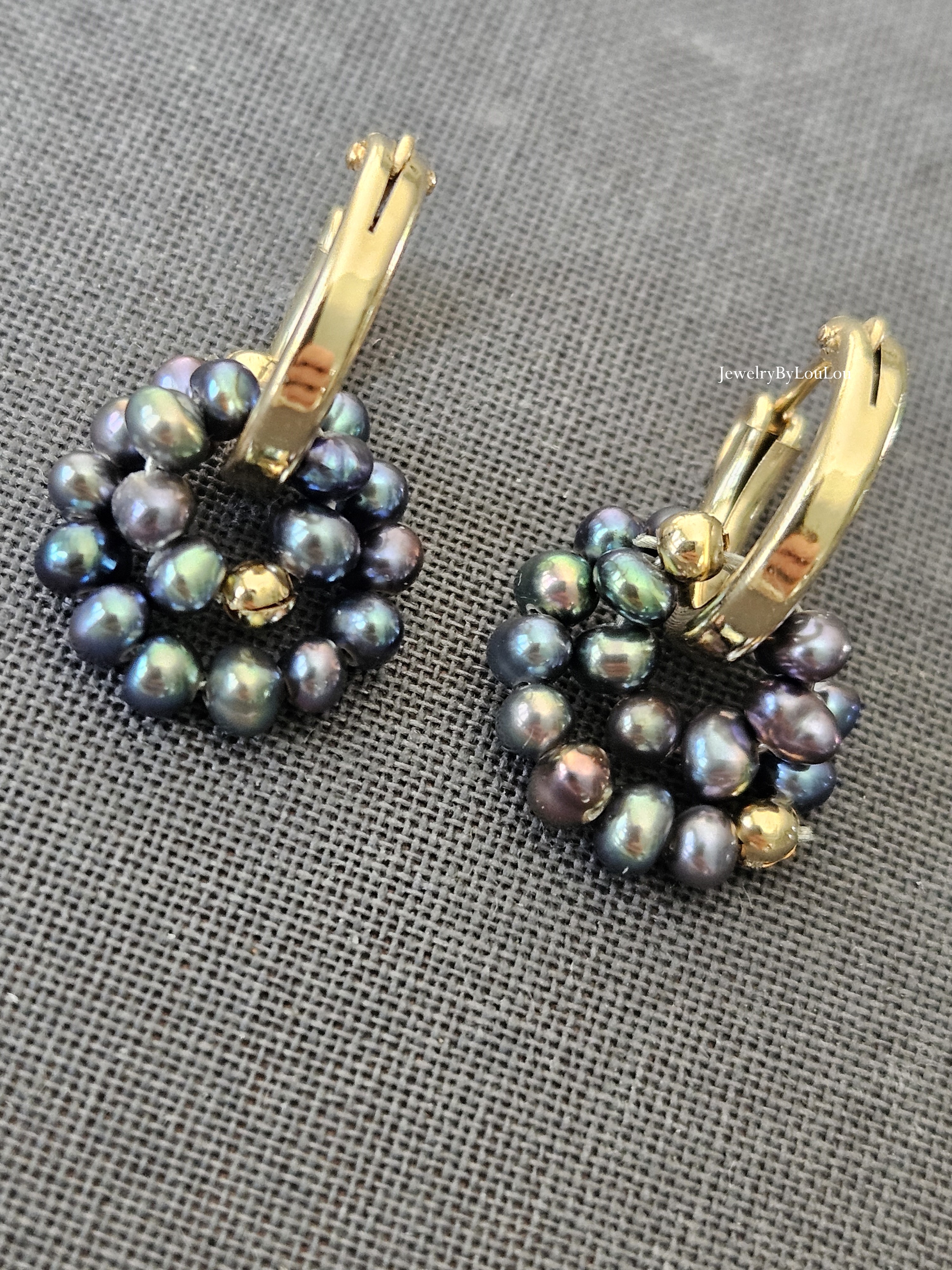 Peacock zoetwaterparel creolen oorringen  14k goldfilled - 925 sterling zilver