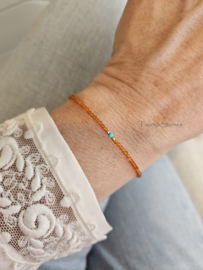 Carneool en Turquoise edelstenen kralen armband, leverbaar 14k goldfilled - 925 sterling zilver