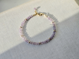 Pink amethyst beaded bracelet 925 sterling silver - 14k gold-filled