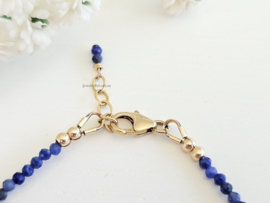 Natuurlijke Sodaliet edelstenen kralen armband, 14k goldfilled - 925 sterling zilver