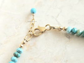 Turquoise beaded bracelet, 14k goldfilled - 925 sterling silver