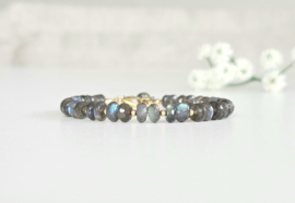 Labradoriet kralen armband   14k goldfilled 925 sterling zilver
