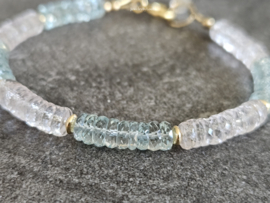 Aquamarijn en Morganiet  armband in AAA kwaliteit, 14k goldfilled & 925 sterling zilver