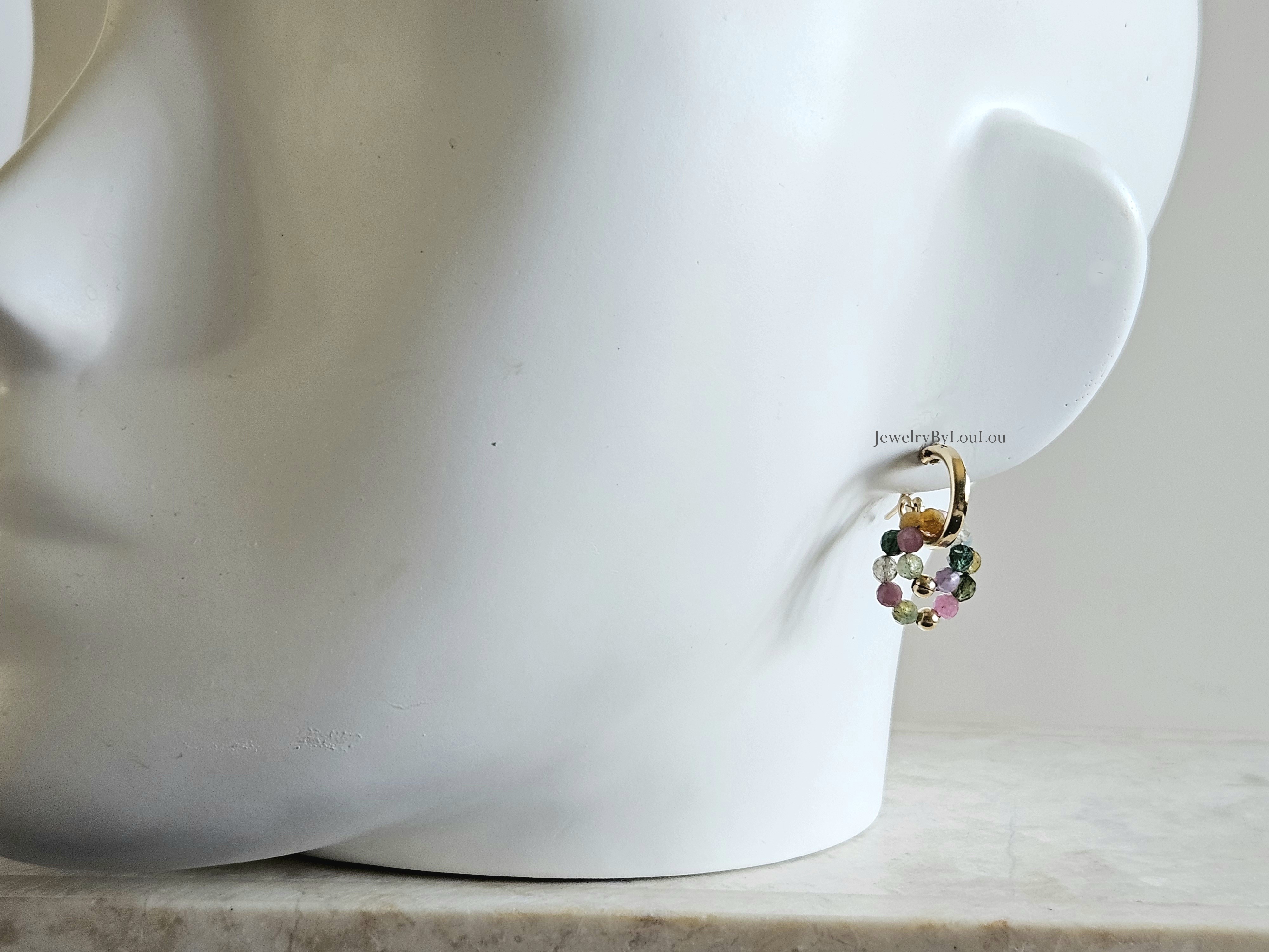 Multi Tourmaline creolen earrings, 14k goldfilled - 925 sterling silver