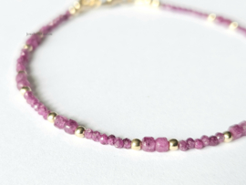 Robijn kralen armband , 14k goldfilled & 925 sterling zilver