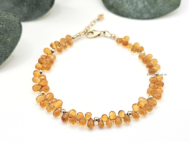 Citrien edelstenen kralen armband, leverbaar 14k goldfilled - 925 sterling zilver