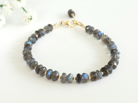 Labradoriet kralen armband   14k goldfilled 925 sterling zilver