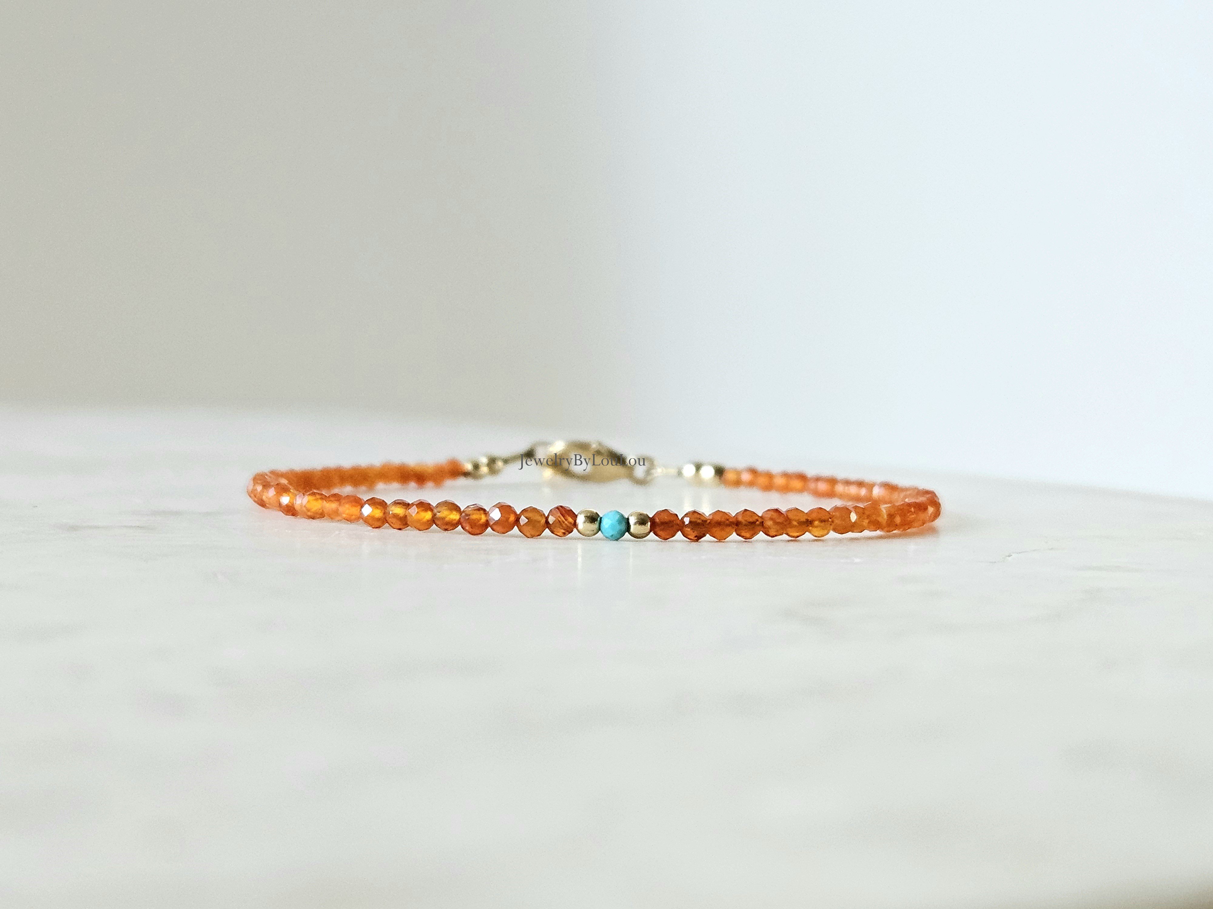 Carneool en Turquoise kralen armband,  925 sterling zilver & 14k goldfilled