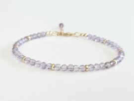 Amethist kralen armband     925 sterling zilver   -   14k goldfilled