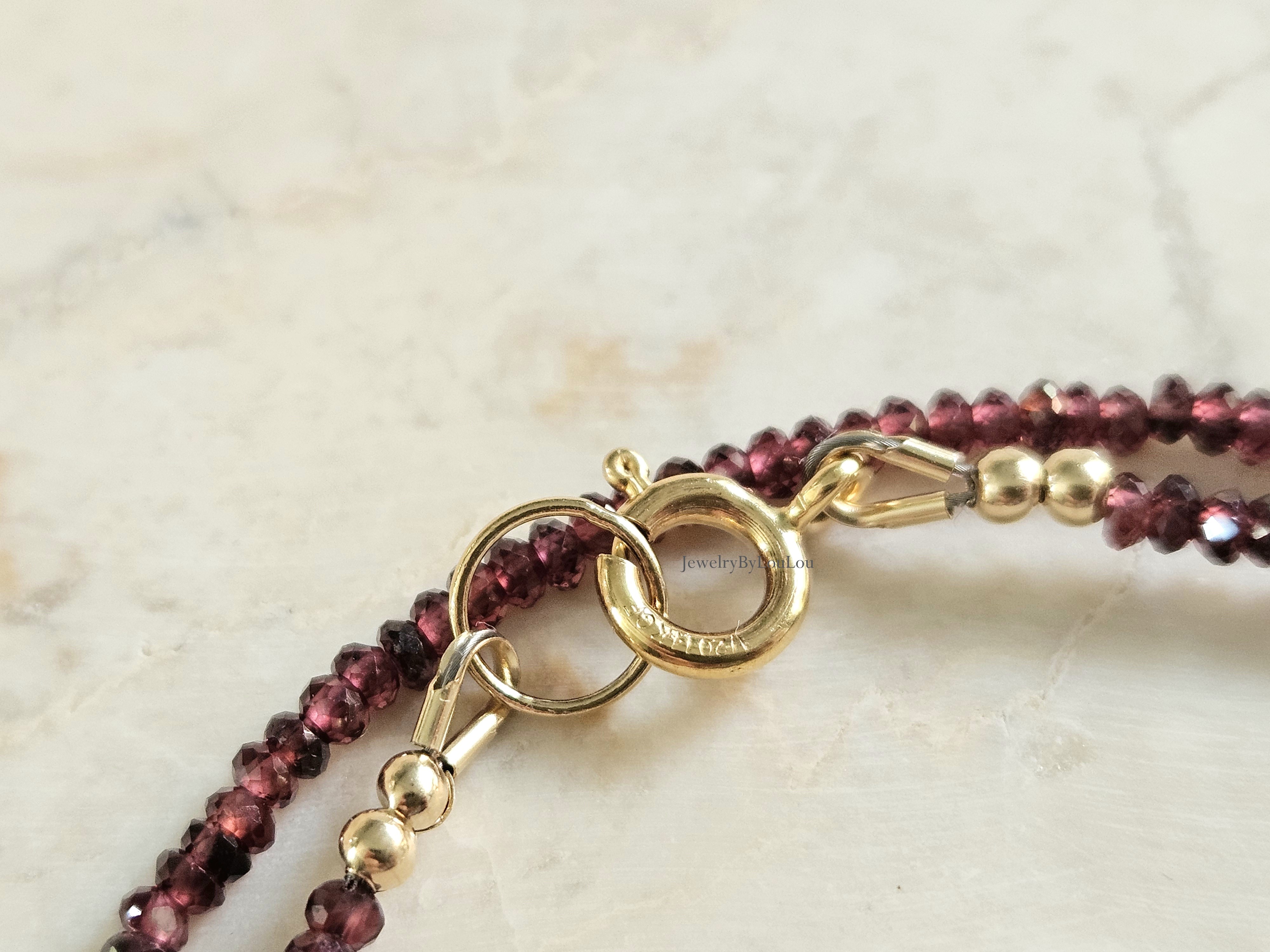AAA Granaat kralen ketting, 14k goldfilled - 925 sterling zilver
