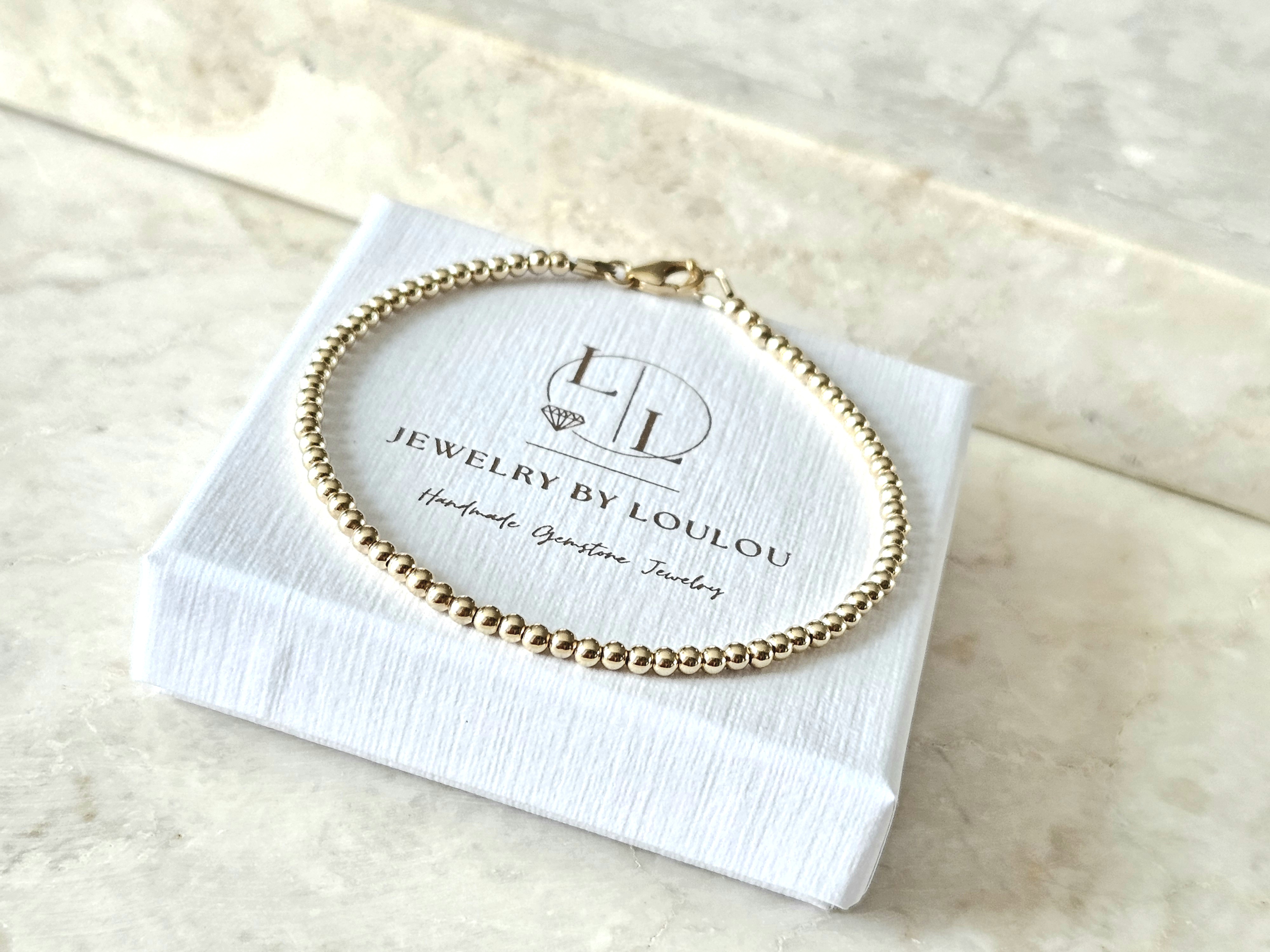 14k goldfilled kralen armband 2,5mm, leverbaar met sluiting - elastiek