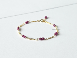 Fiagaro schakelarmband Robijn, 14k goldfilled & 925 sterling zilver