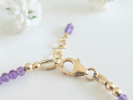 Amethyst and freshwater pearl bracelet 925 sterling silver - 14k goldfilled