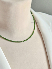Groene Jade kralen ketting-choker 14k goldfilled - 925 sterling zilver