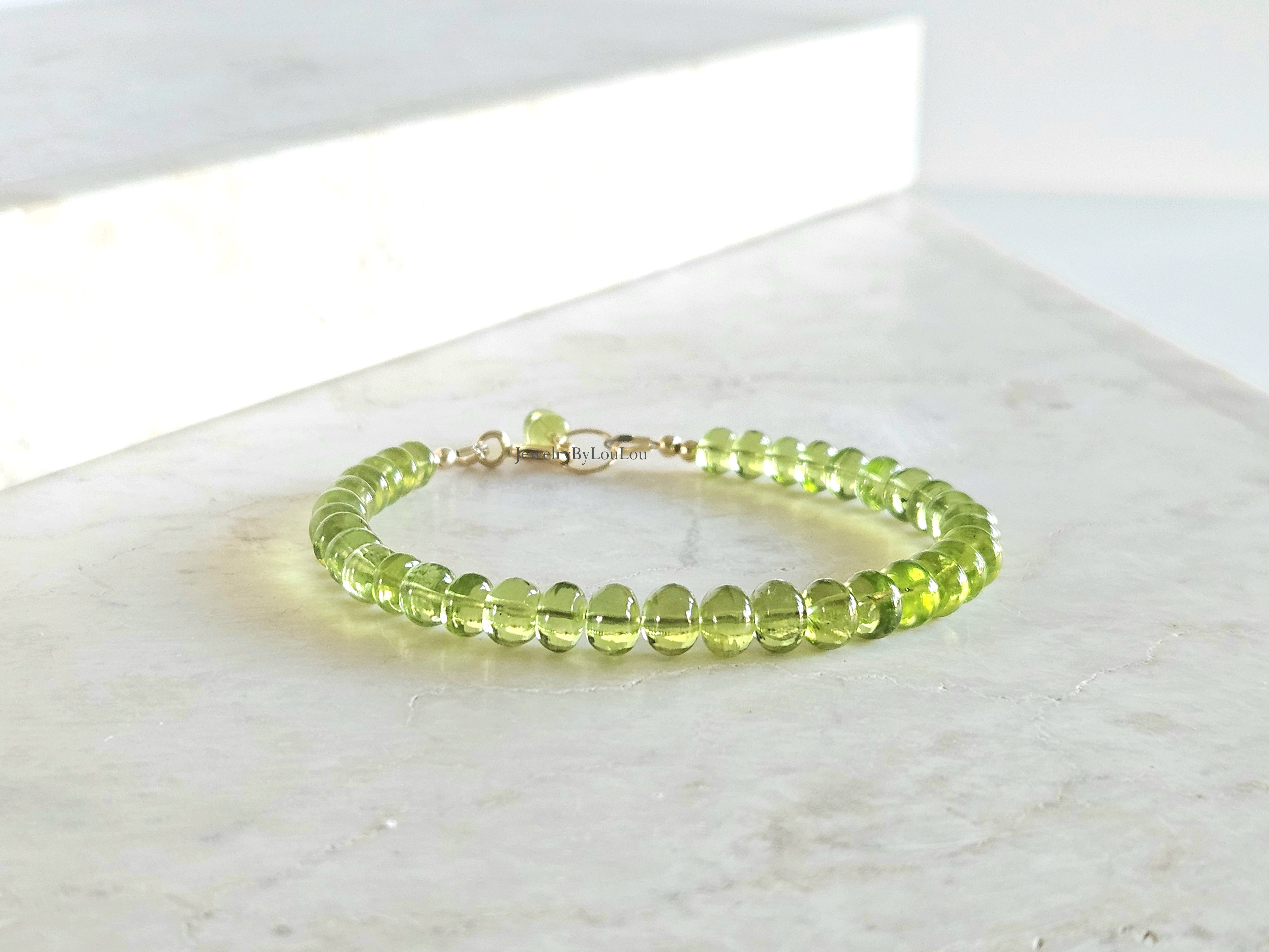 AAA kwaliteit Peridoot edelstenen kralen armband, 14k goldfilled & 925 sterling zilver