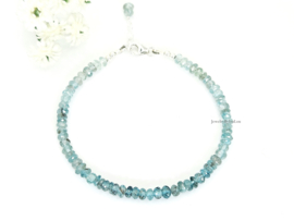 Natuurlijke blauwe Zirkoon edelstenen kralen armband, leverbaar 14k goldfilled - 925 sterling zilver