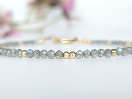 Labradorite beaded bracelet     925 sterling silver   -   14k goldfilled