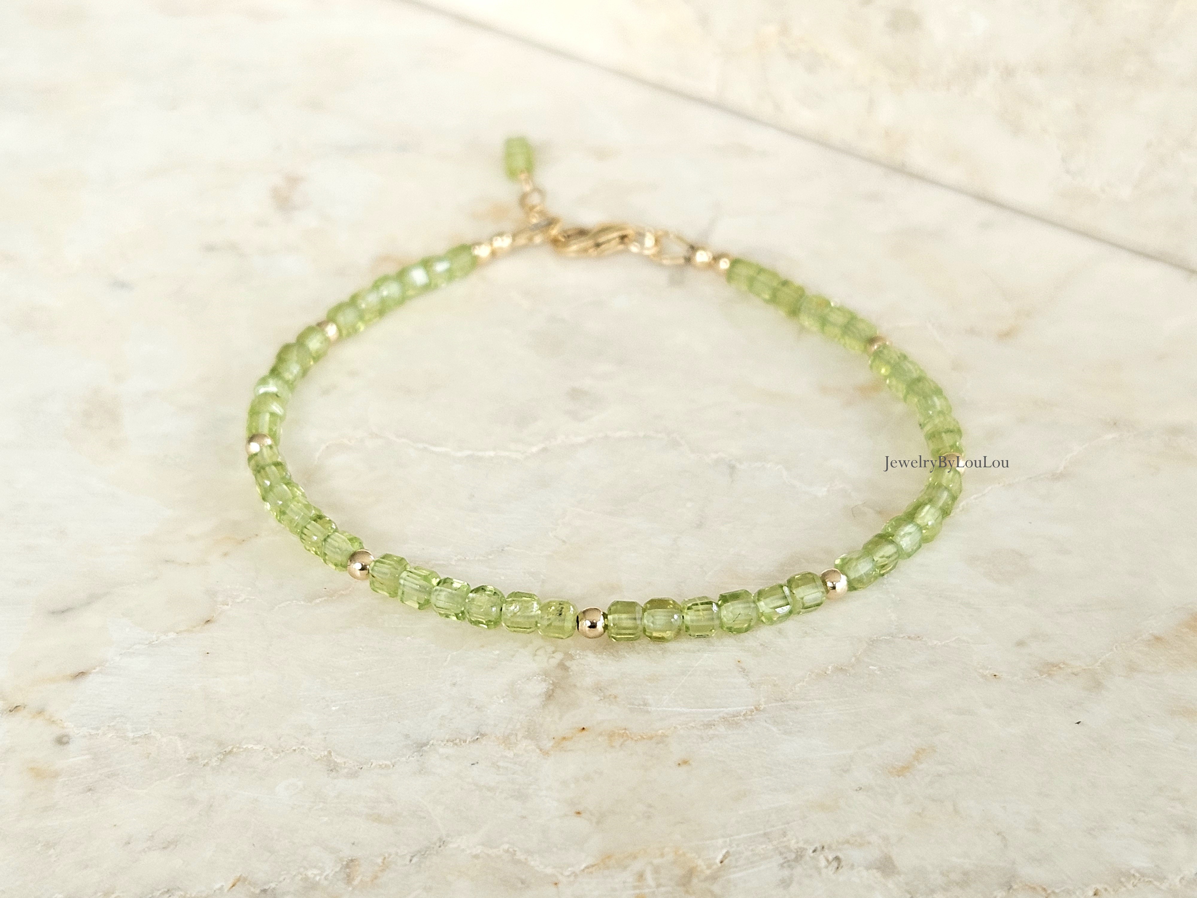 AAA Peridoot kralen armband, 14k goldfilled & 925 sterling zilver