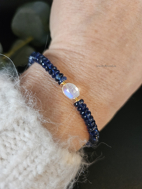 Kyanite & Moonstone gemstone beaded bracelet 14k goldfilled - 925 sterling silver