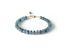Teal blauwe Kyaniet kralen armband, 14k goldfilled - 925 sterling zilver
