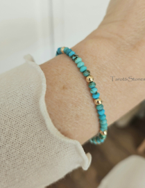 Turquoise kralen armbandje, 14k goldfilled - 925 sterling zilver