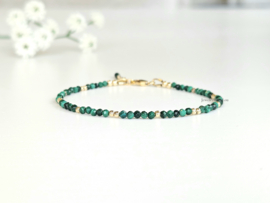 Malachite beaded bracelet  14k goldfilled  - 925 sterling silver