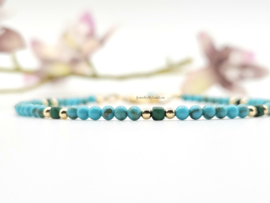 Arizona Turquoise en Malachiet edelstenen kralen armband, leverbaar 14k goldfilled - 925 sterling zilver