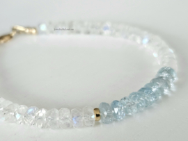 Moonstone and aquamarine bracelet, 14k goldfilled & 925 sterling silver