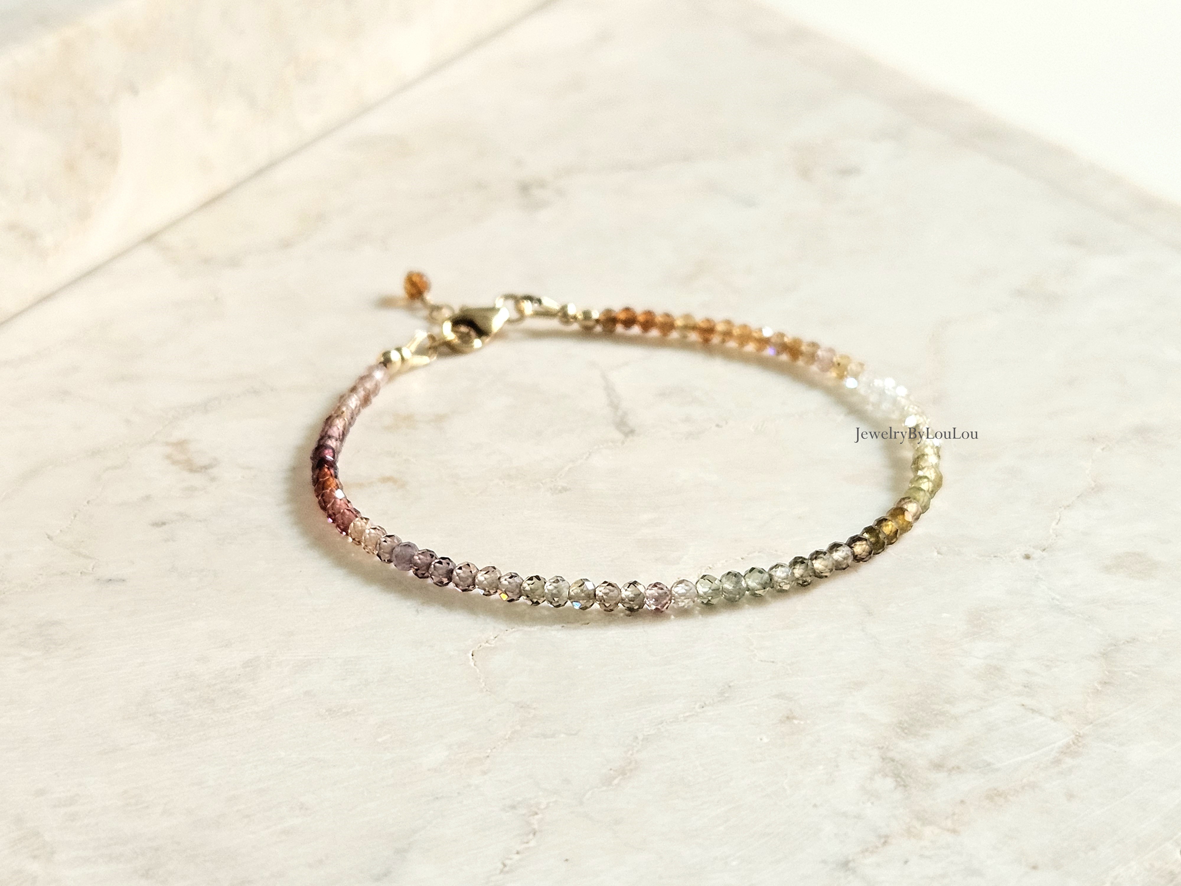 Toendra Saffier edelstenen kralen armband, 14k goldfilled & 925 sterling zilver