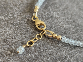 Fijn aquamarijn kralen armbandje, 14k goldfilled & 925 sterling zilver
