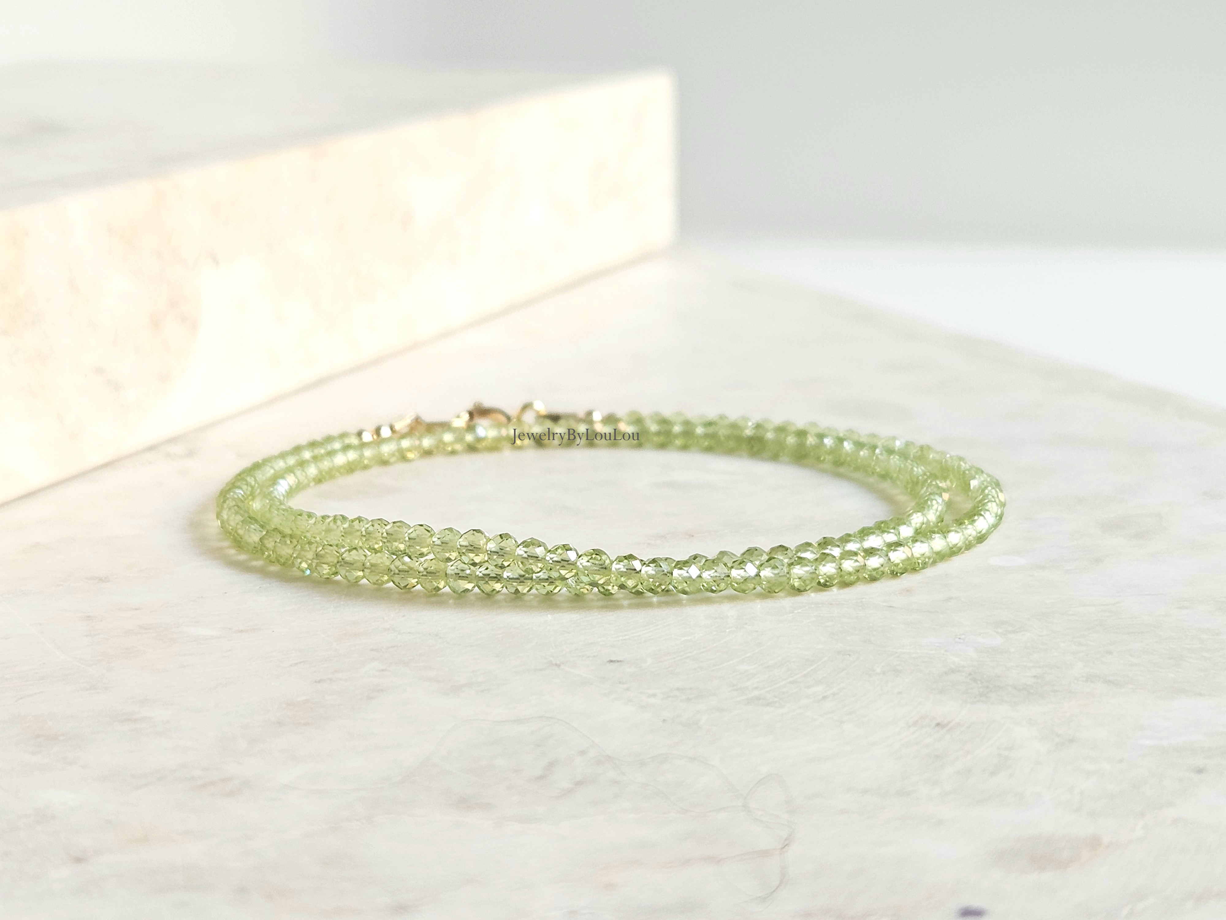 Peridoot kralen ketting facet geslepen, AAA kwaliteit , leverbaar 14k goldfilled - 925 sterling zilver