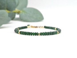 Tsavorite gemstone beads bracelet, 14k goldfilled & 925 sterling silver