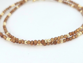 Hessonite garnet bead necklace, 14k goldfilled - 925 sterling silver
