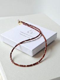 Rode Jaspis kralen ketting-choker 14k goldfilled - 925 sterling zilver