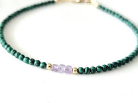 Malachite amethyst bracelet 14k goldfilled  - 925 sterling silver