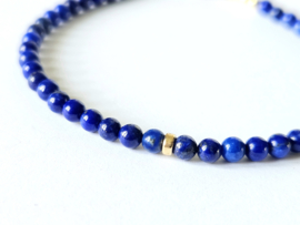 AAA Lapis Lazuli  kralenarmband, 14k goldfilled - 925 sterling zilver