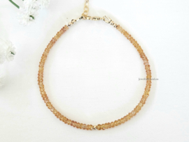 Gele Saffier edelstenen kralen armband, 14k goldfilled - 925 sterling zilver