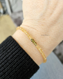 Citrien en groene Toermalijn kralen armband, 14k goldfilled & 925 sterling zilver