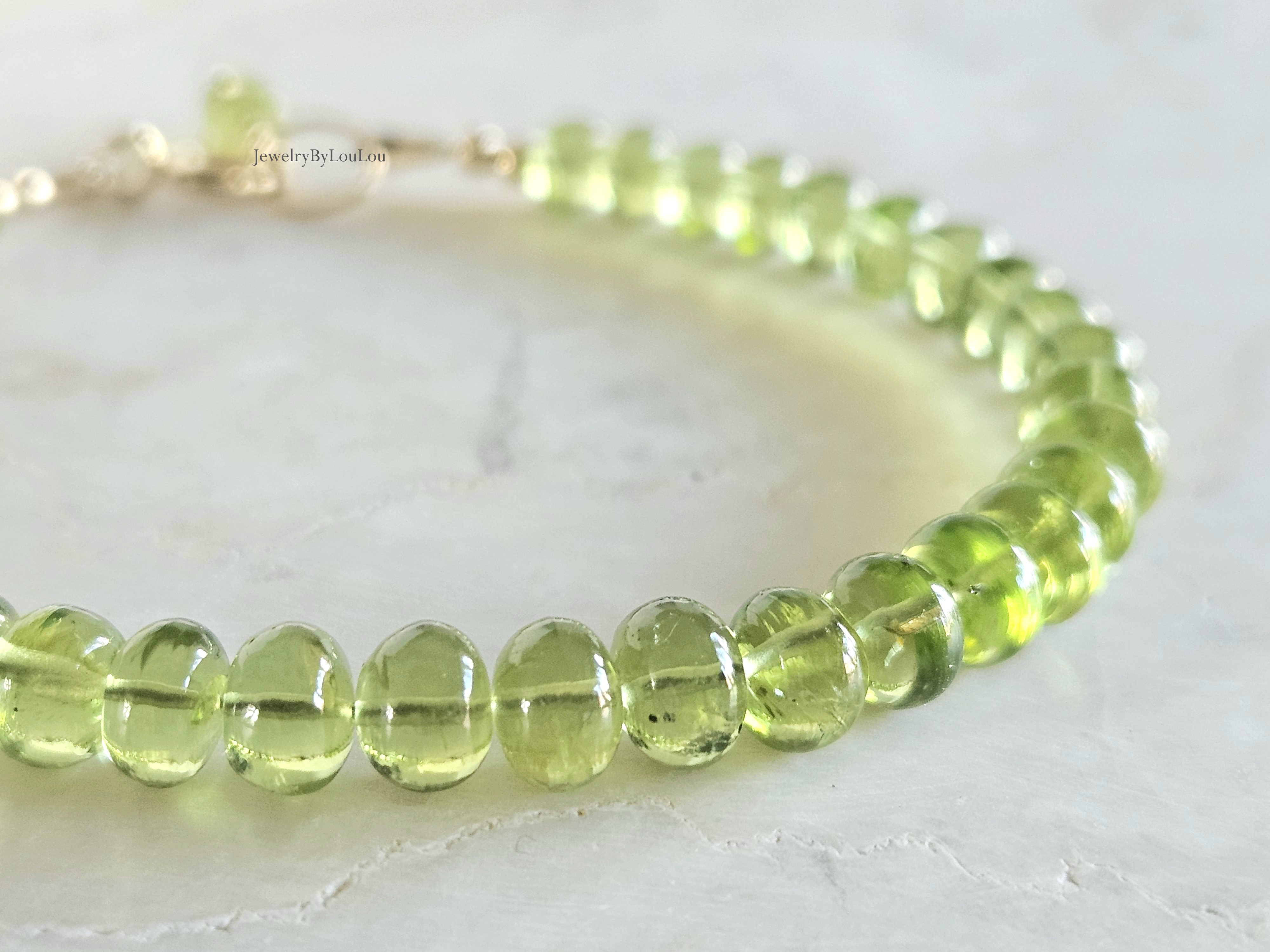 AAA kwaliteit Peridoot edelstenen kralen armband, 14k goldfilled & 925 sterling zilver