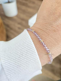 Amethist kralen armband     925 sterling zilver   -   14k goldfilled