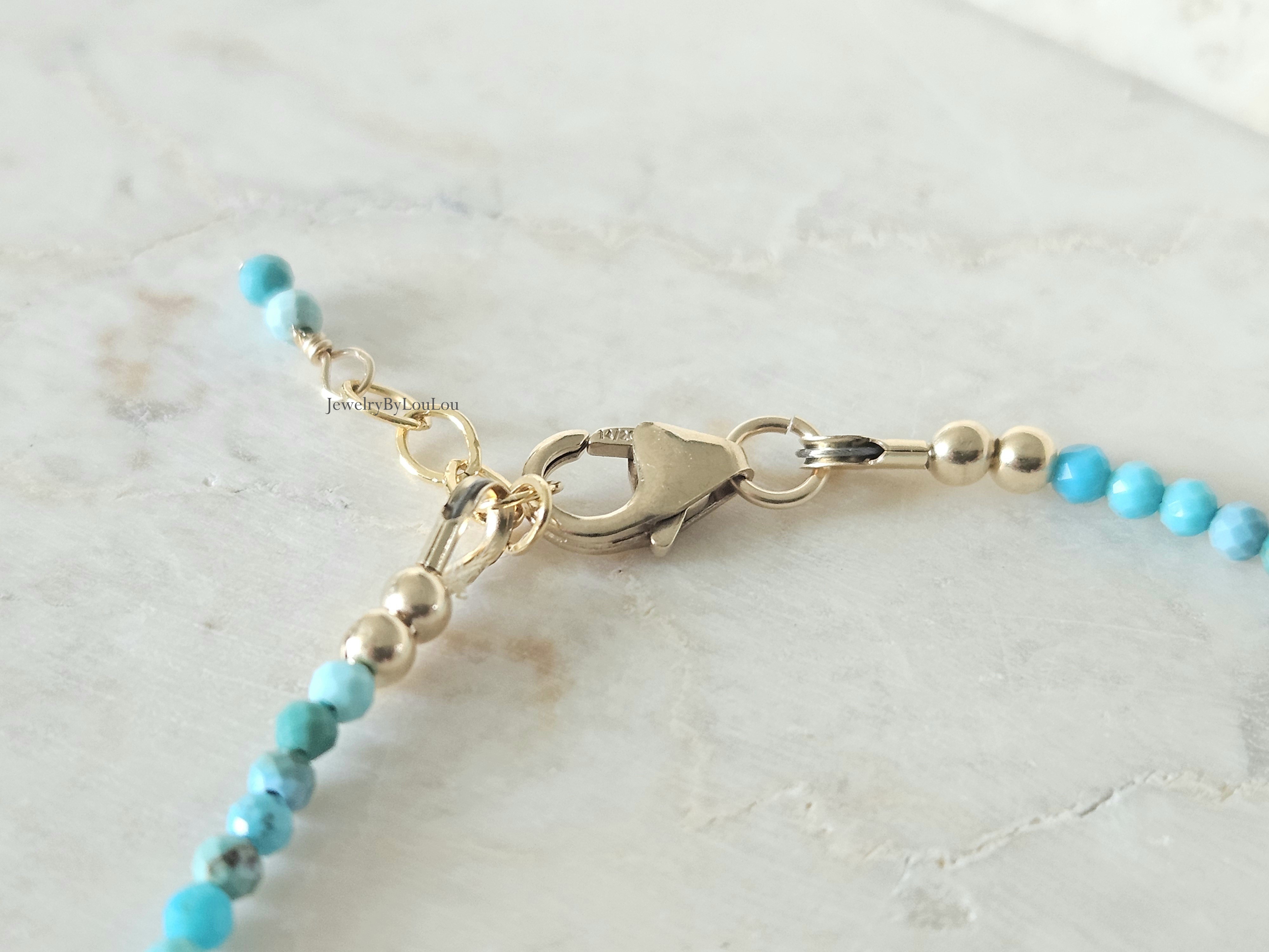 Arizona Turquoise en neon Apatiet edelstenen kralen armband, leverbaar 14k goldfilled - 925 sterling zilver