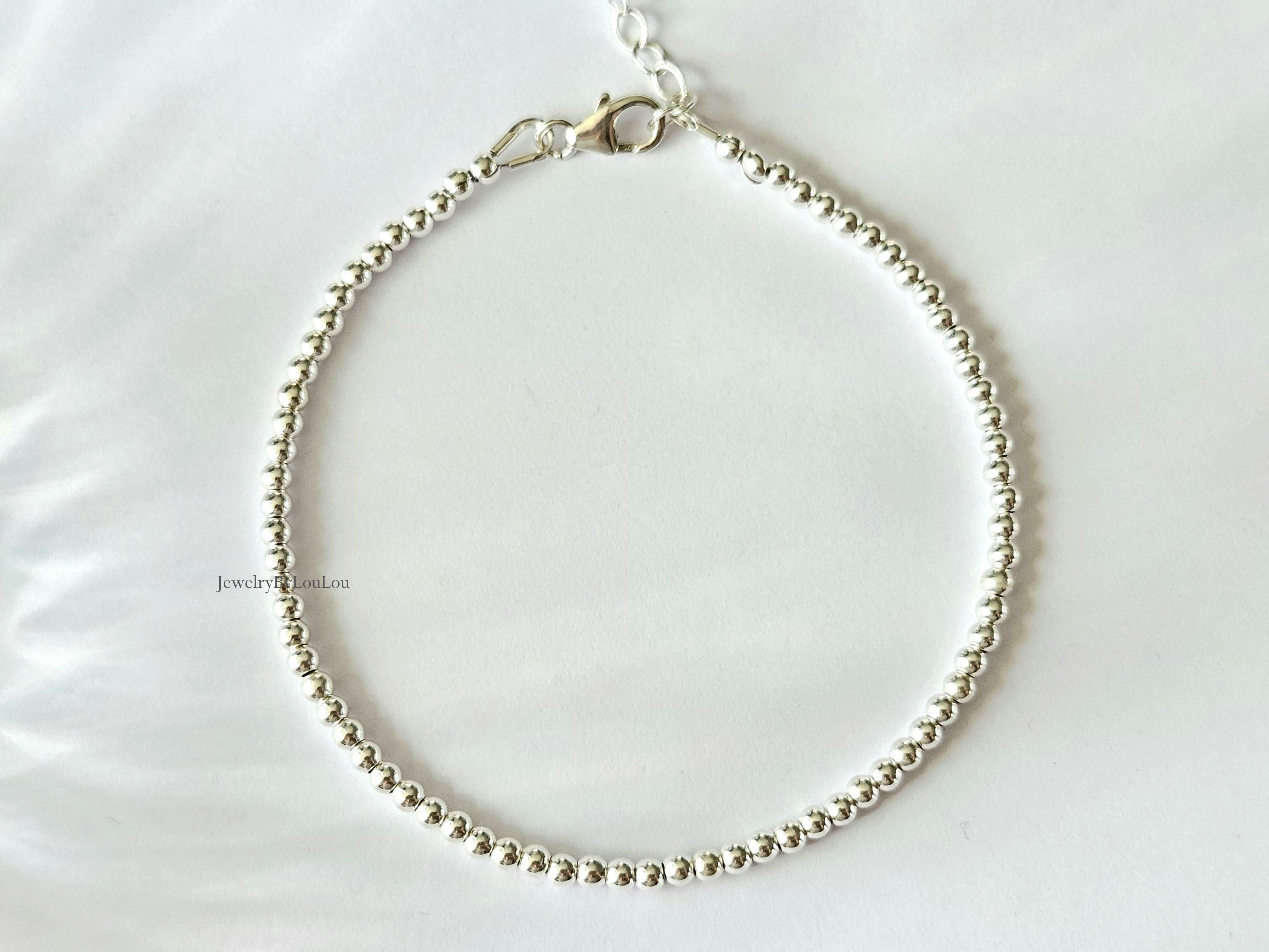 925 sterling zilver kralen armband 2.5mm, leverbaar met sluiting - elastiek