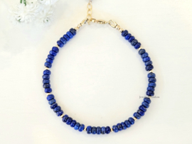 Lapis Lazuli kralen armband, 14k goldfilled - 925 sterling zilver