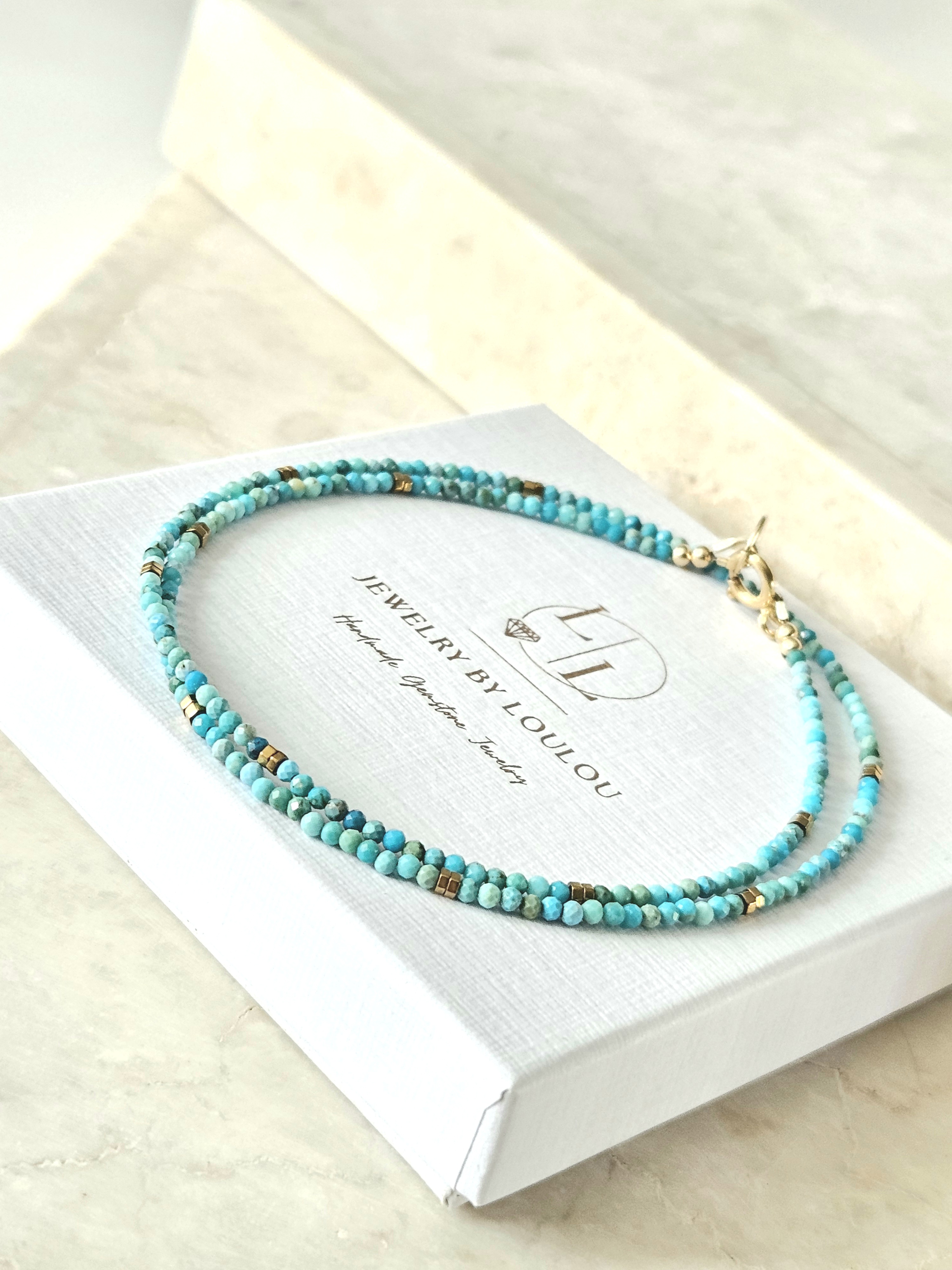 Arizona Turquoise beaded necklace, 14k goldfilled - 925 sterling silver