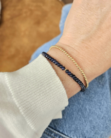 Blauwe Saffier kralen armband, leverbaar 14k goldfilled - 925 sterling zilver