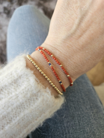Coral beaded bracelet     925 sterling silver   -   14k goldfilled