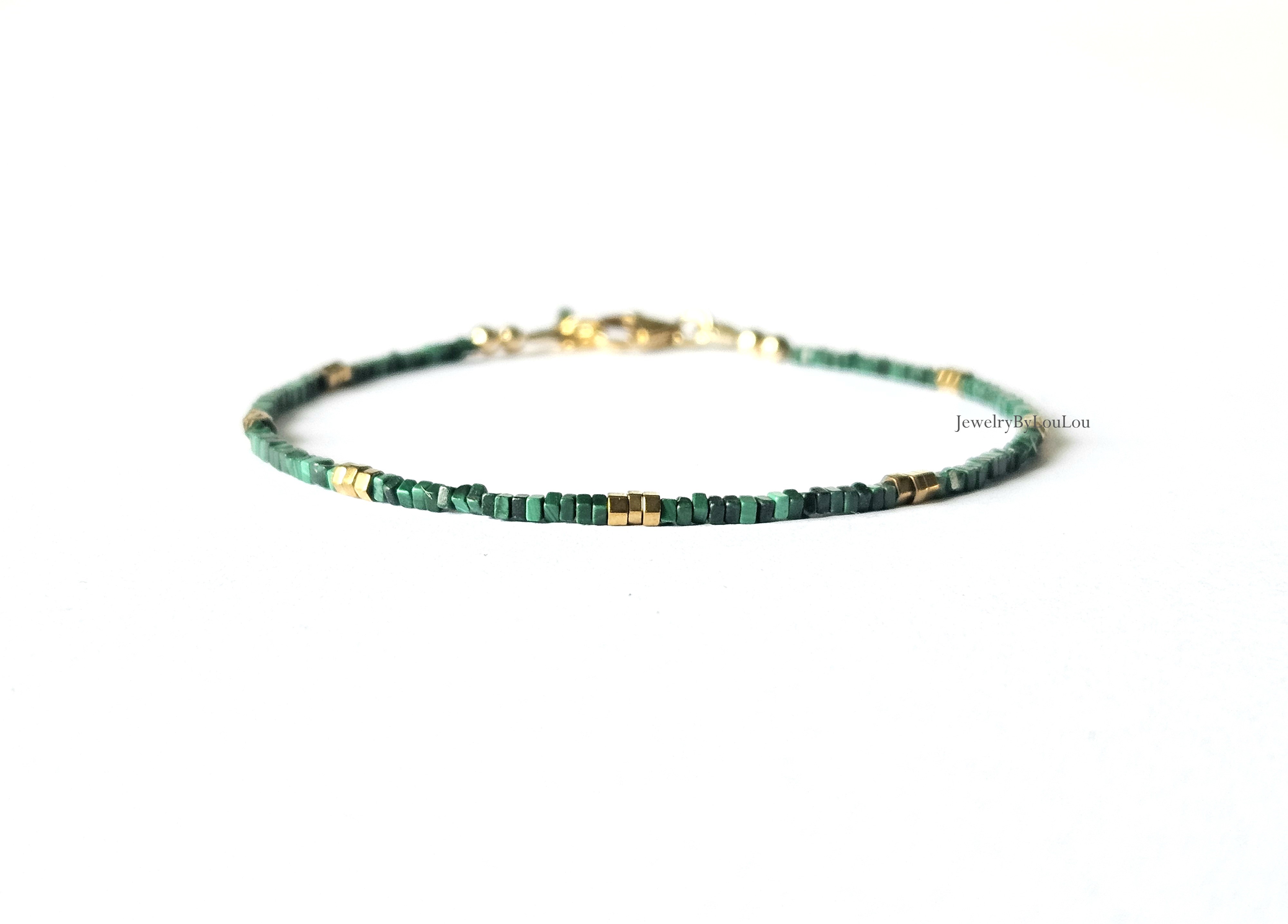 Malachiet armband  14k goldfilled  - 925 sterling zilver