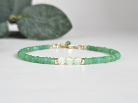 Chrysopraas en Ethiopische Opaal kralen armband, leverbaar 14k goldfilled - 925 sterling zilver