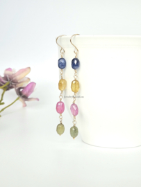 Multi sapphire earrings  14k goldfilled - 925 sterling silver